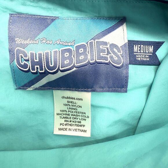 Chubbies Fleece Reversible Jacket Neon Stripped Waves Fleece Medium Blue - Picture 10 of 10